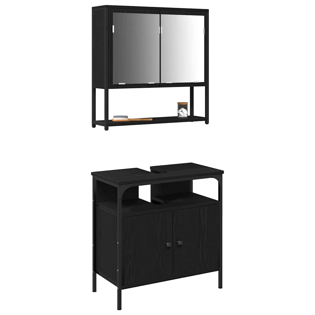 Badezimmermöbel-Set 2 stk. Schwarz 60 x 30 x 60 cm