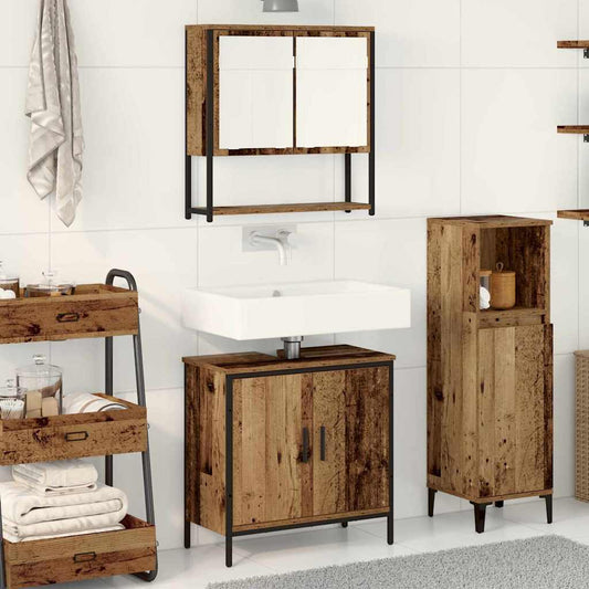Badezimmermöbel-Set mit Regal mit Tür 2 pcs Braun Holzwerkstoff