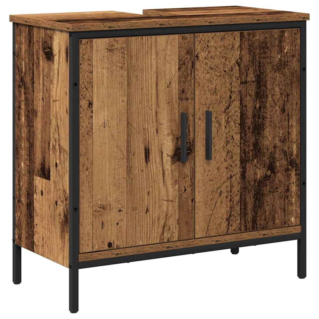 Badezimmermöbel-Set mit Regal mit Tür 2 pcs Braun Holzwerkstoff