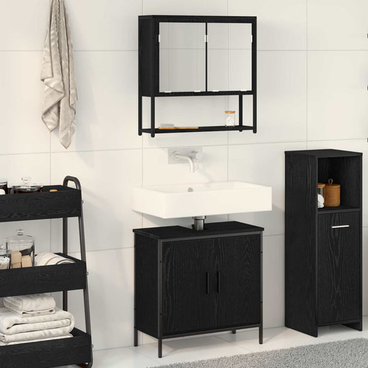 Badezimmermöbel-Set 2 stk. Schwarz 60 x 30 x 60 cm