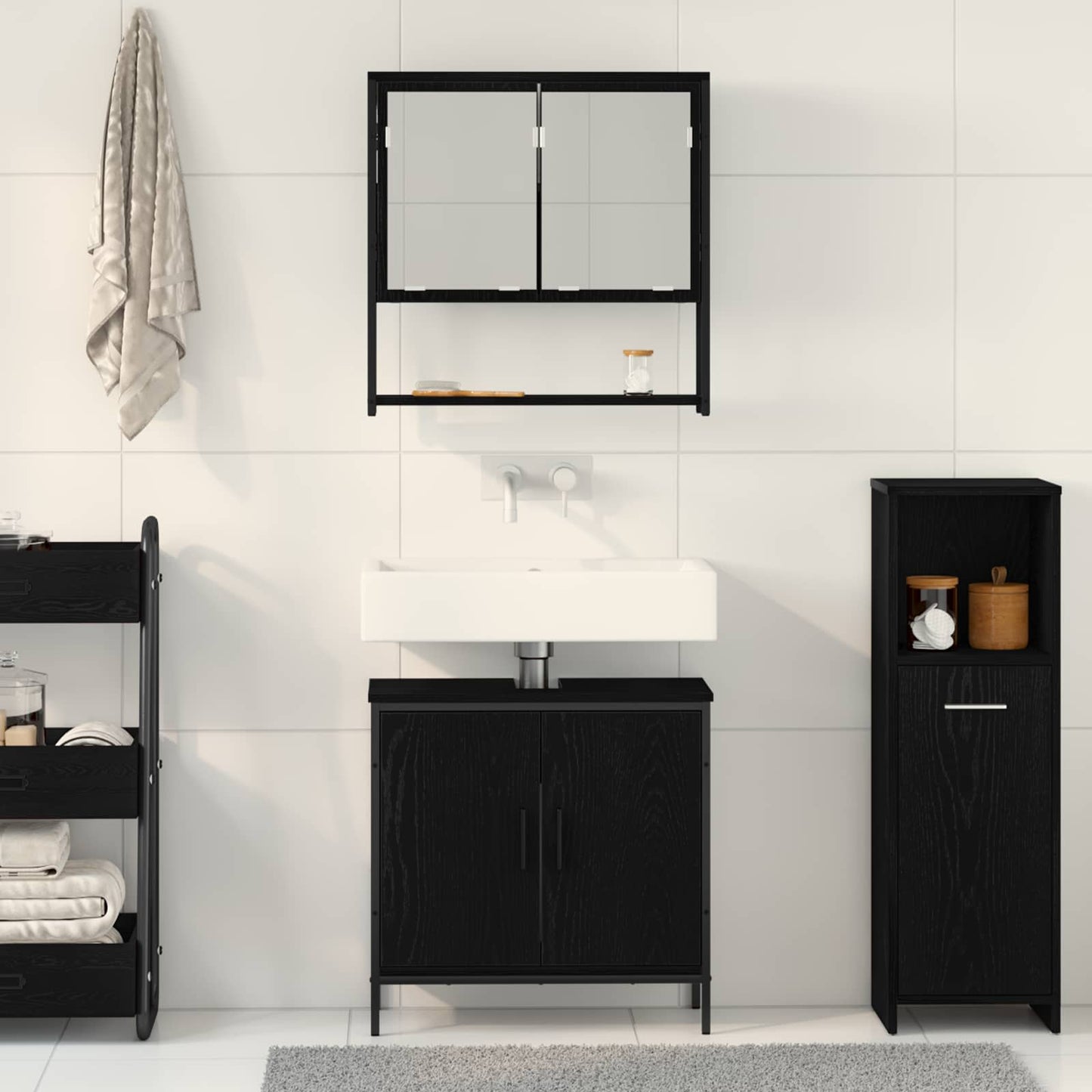 Badezimmermöbel-Set 2 stk. Schwarz 60 x 30 x 60 cm