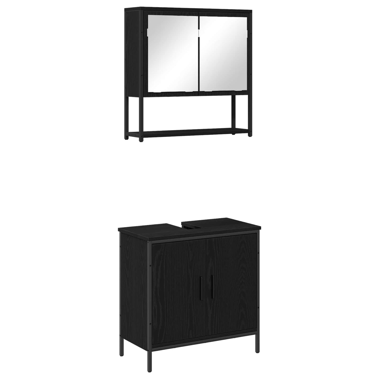 Badezimmermöbel-Set 2 stk. Schwarz 60 x 30 x 60 cm