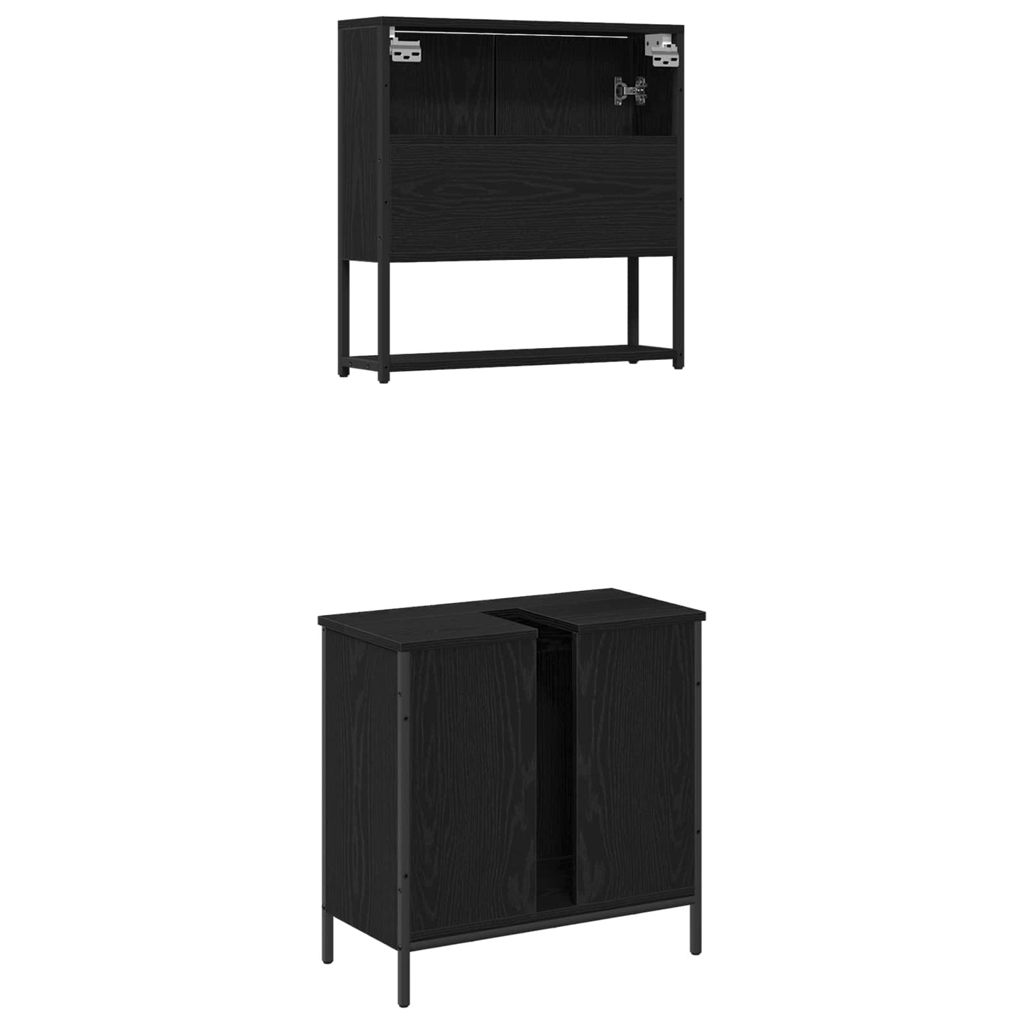 Badezimmermöbel-Set 2 stk. Schwarz 60 x 30 x 60 cm