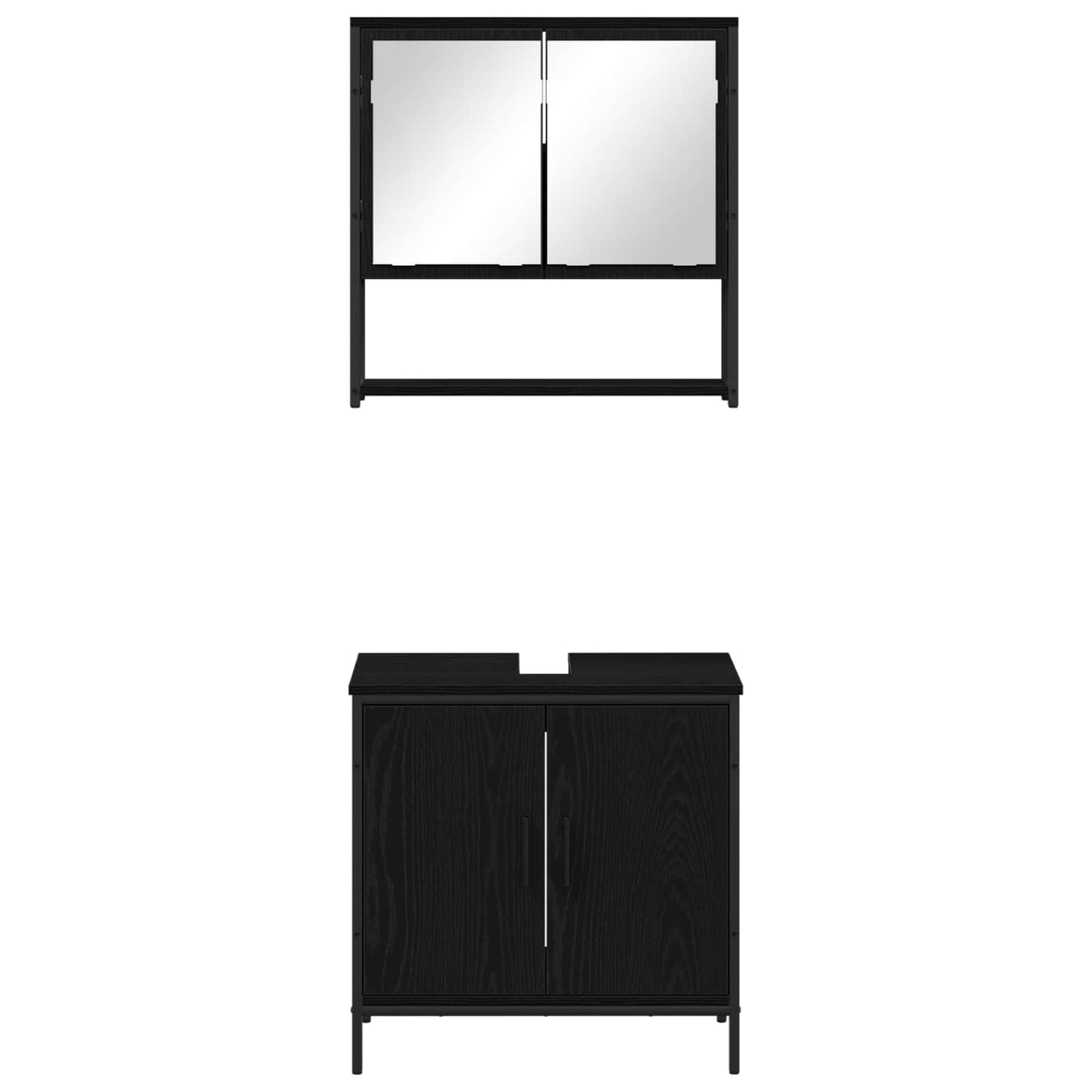 Badezimmermöbel-Set 2 stk. Schwarz 60 x 30 x 60 cm
