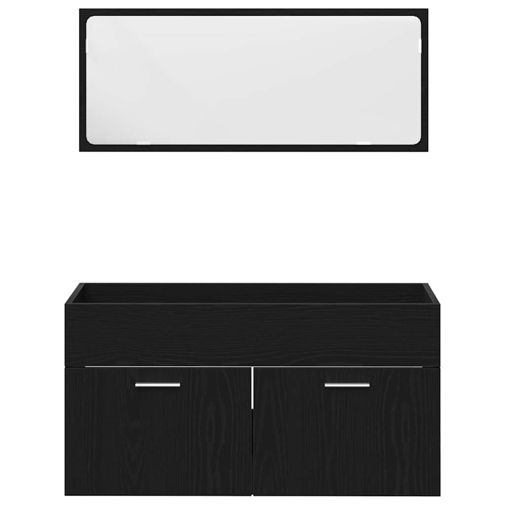 Badezimmermöbel-Set 4 stk. Schwarz Eichen-Optik