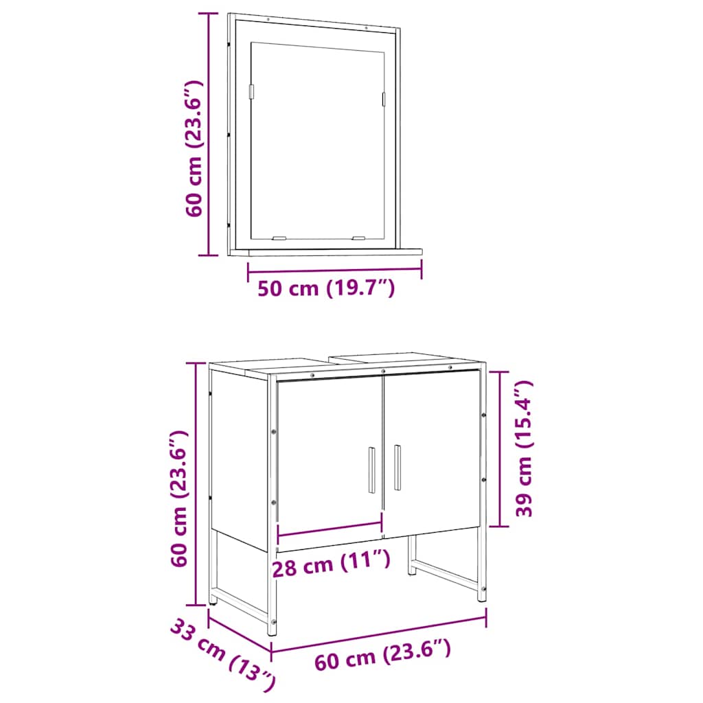 Badezimmermöbel-Set 2 stk. Braun 60 x 33 x 60 cm Holzwerkstoff