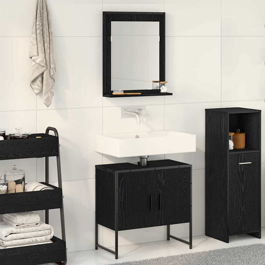 Badezimmermöbel-Set 2 stk. Schwarz 60 x 33 x 60 cm
