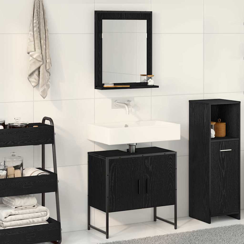 Badezimmermöbel-Set 2 Stk. Schwarz Holzwerkstoff