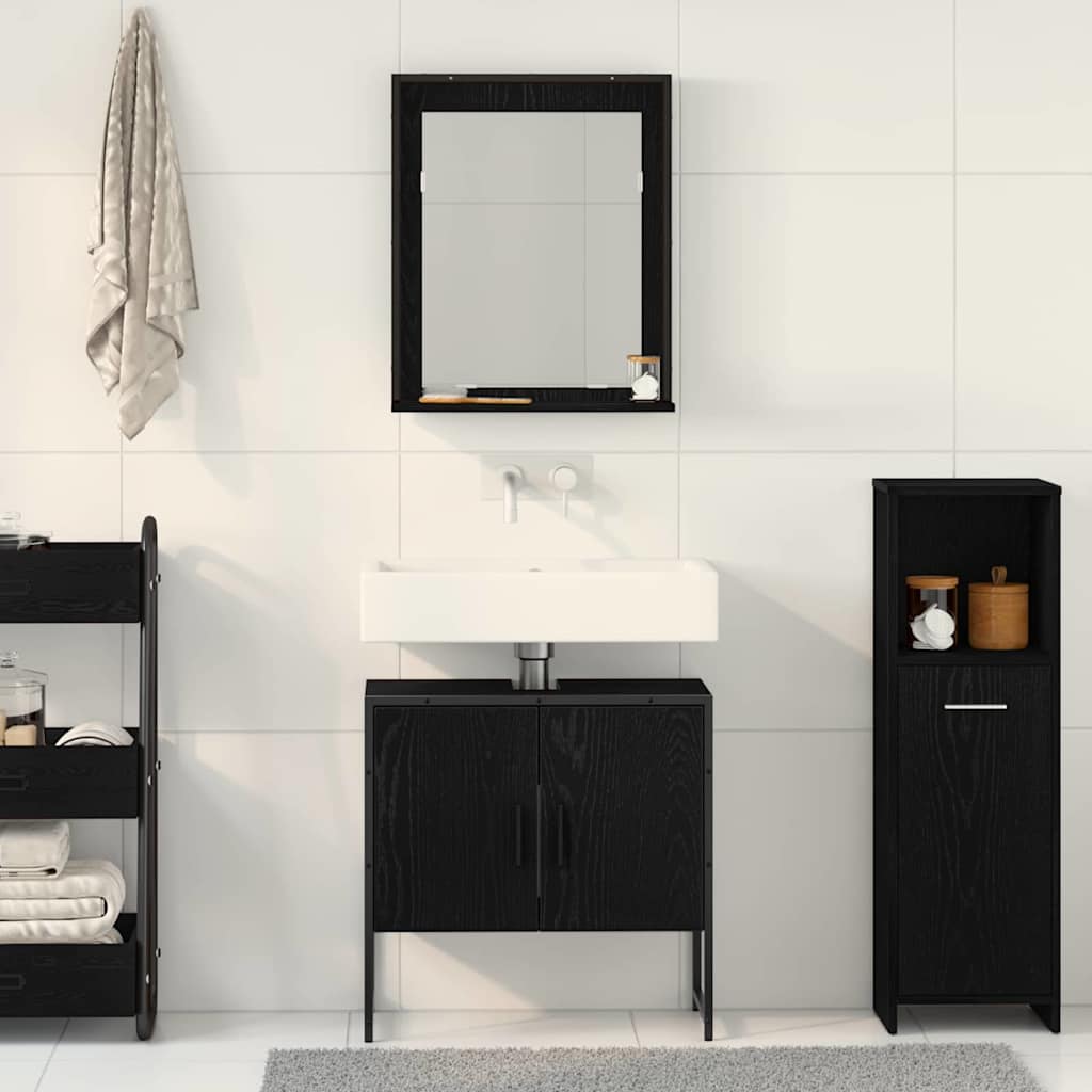 Badezimmermöbel-Set 2 stk. Schwarz 60 x 33 x 60 cm