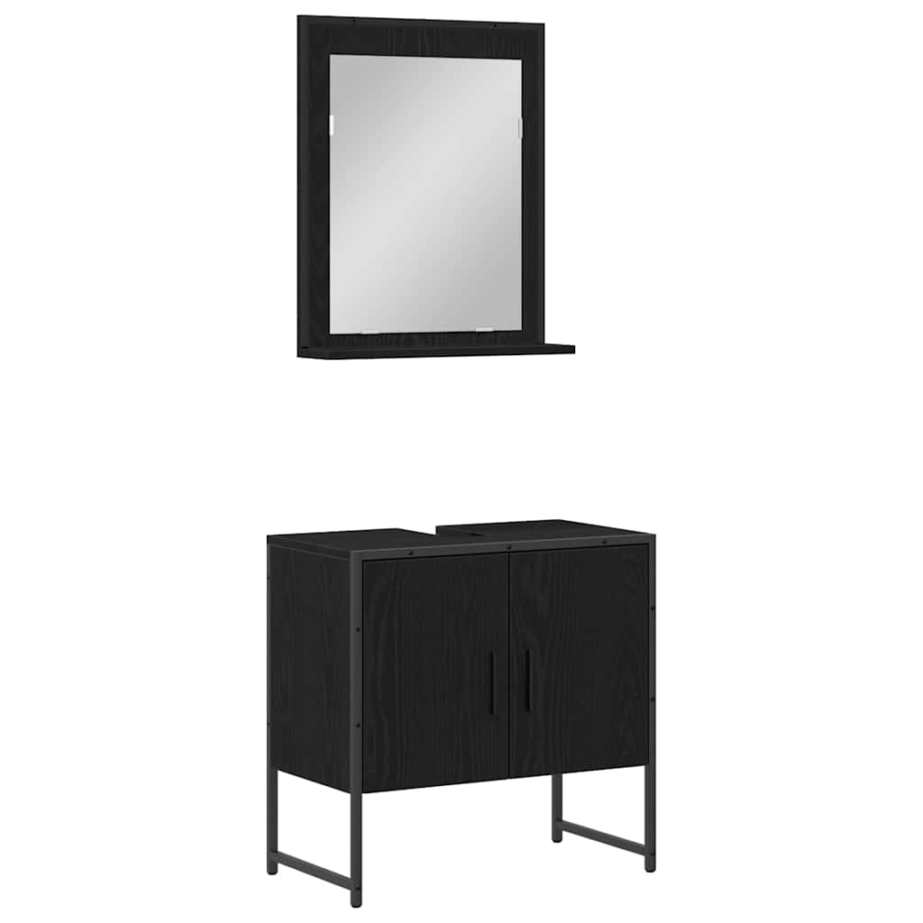 Badezimmermöbel-Set 2 stk. Schwarz 60 x 33 x 60 cm