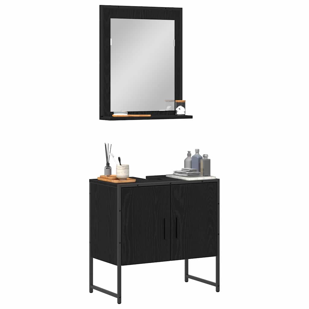 Badezimmermöbel-Set 2 stk. Schwarz 60 x 33 x 60 cm