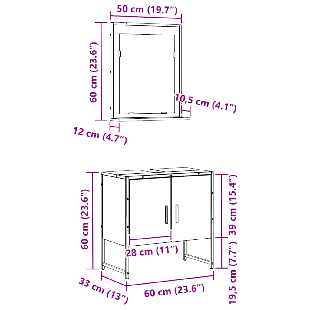 Badezimmermöbel-Set 2 stk. Schwarz 60 x 33 x 60 cm