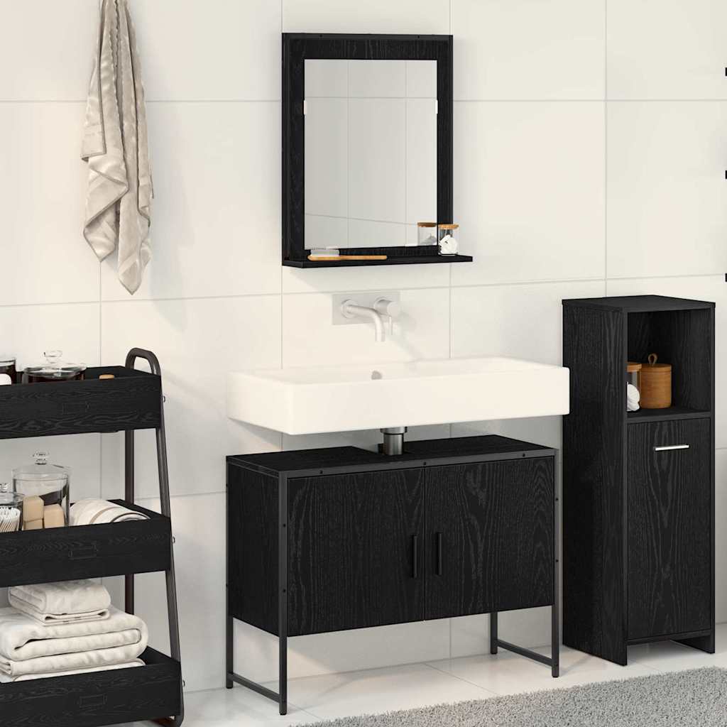 Badezimmermöbel-Set 2 stk. Schwarz 80 x 33 x 60 cm
