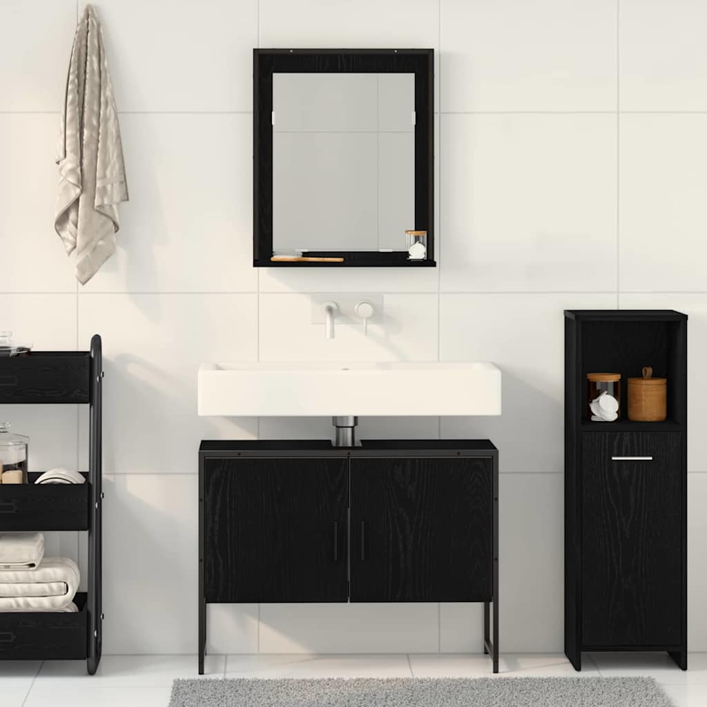 Badezimmermöbel-Set 2 stk. Schwarz 80 x 33 x 60 cm