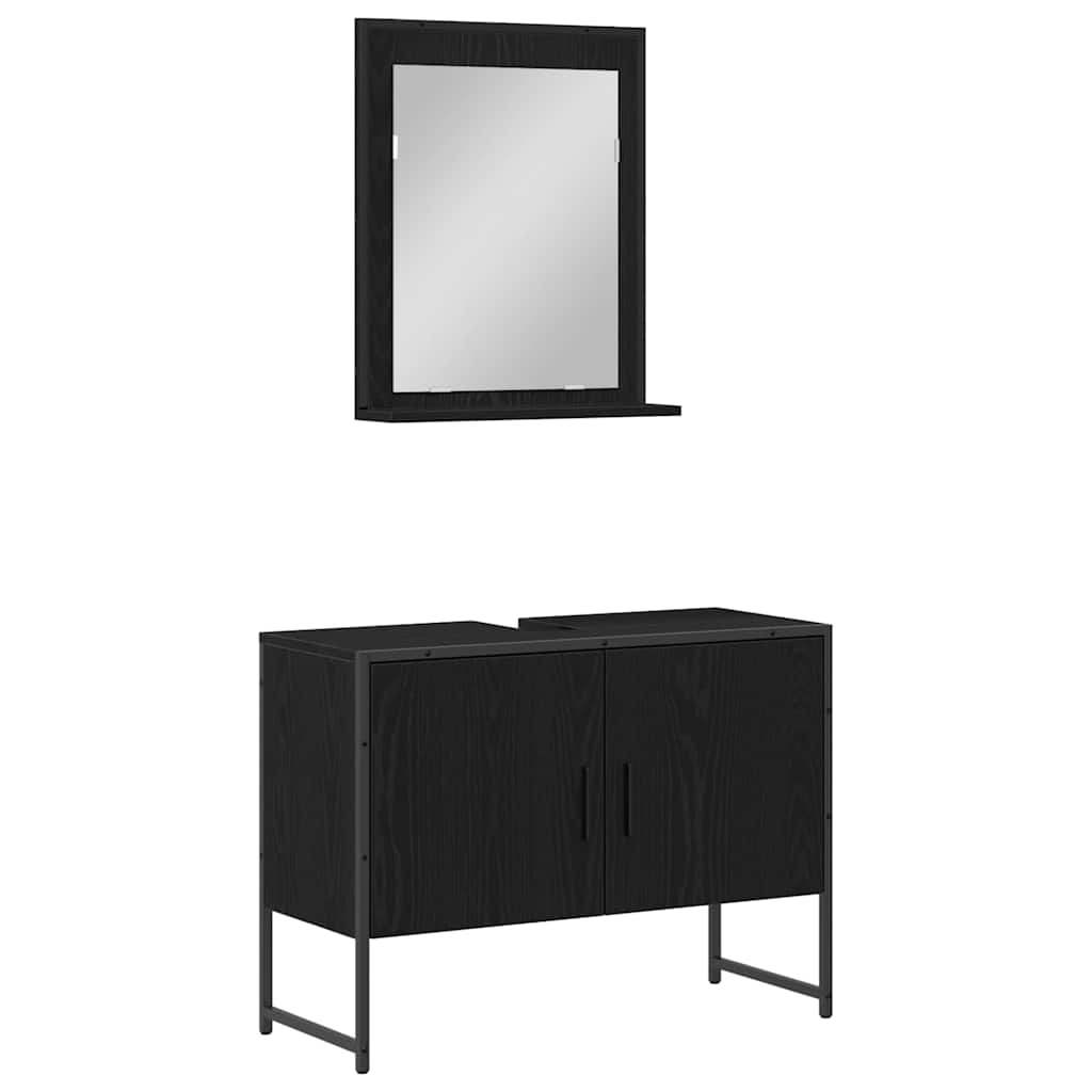 Badezimmermöbel-Set 2 stk. Schwarz 80 x 33 x 60 cm