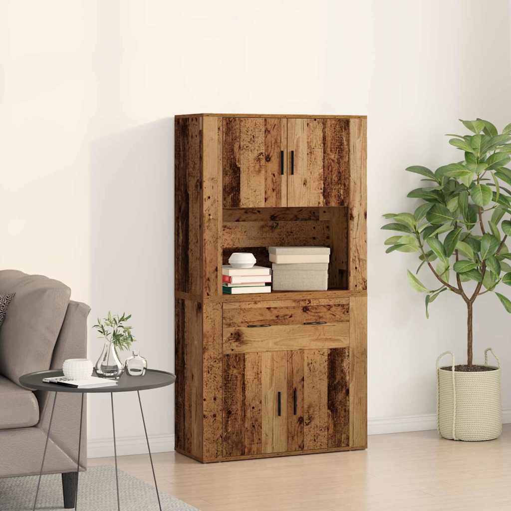 Highboard Altholz 80 x 33 x 150 cm Holzwerkstoff