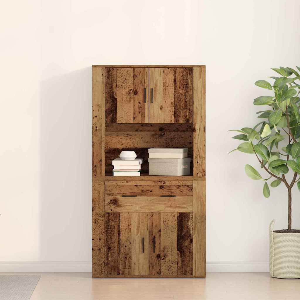 Highboard Altholz 80 x 33 x 150 cm Holzwerkstoff