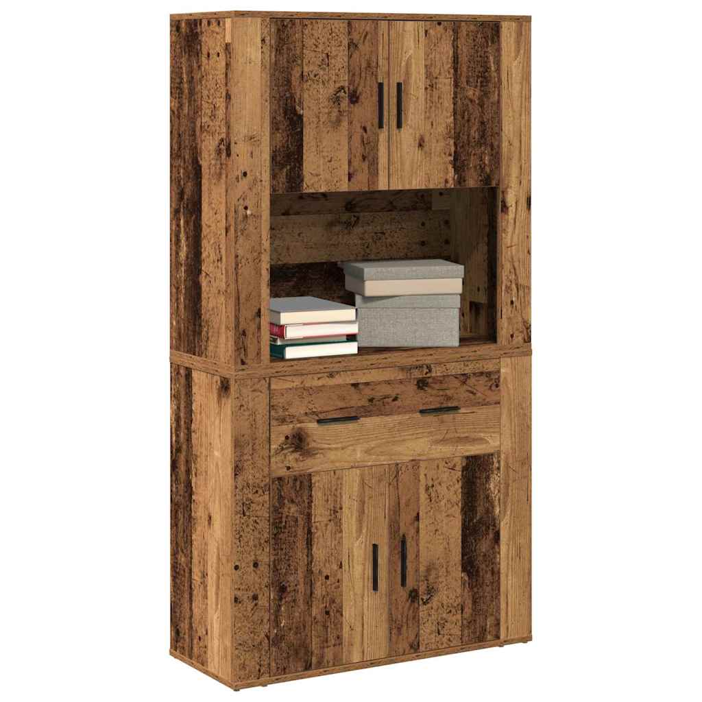 Highboard Altholz 80 x 33 x 150 cm Holzwerkstoff
