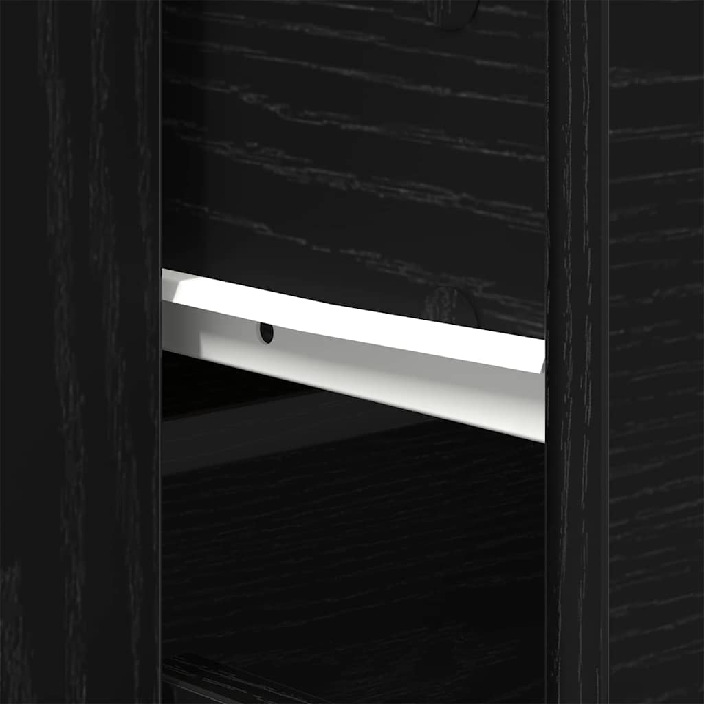 Highboard Schwarz Eichen-Optik 80 x 33 x 150 cm Holzwerkstoff