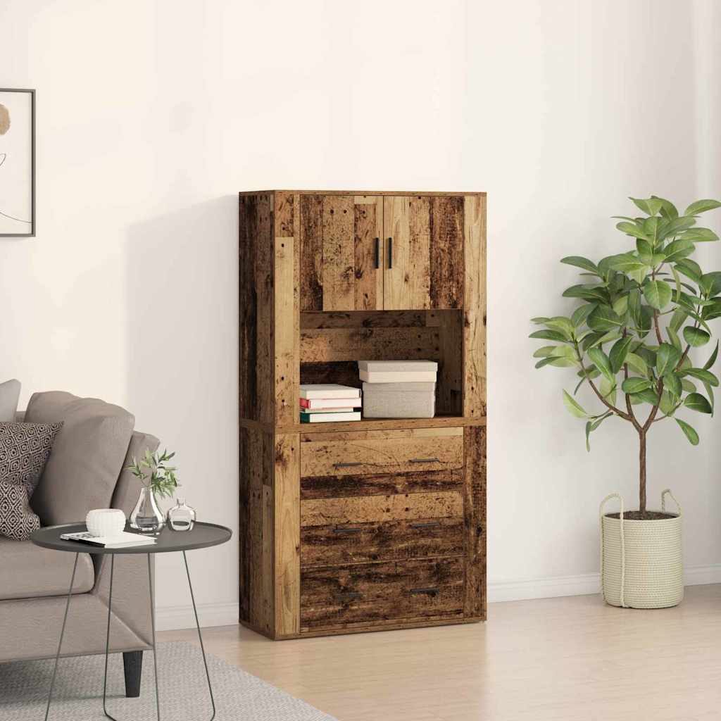 Highboard Altholz 80 x 33 x 150 cm Holzwerkstoff