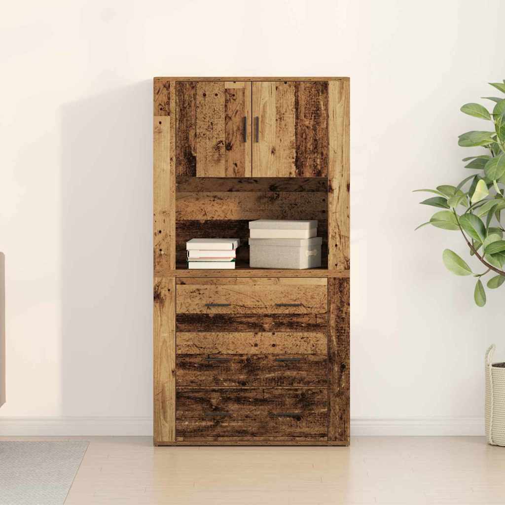 Highboard Altholz 80 x 33 x 150 cm Holzwerkstoff