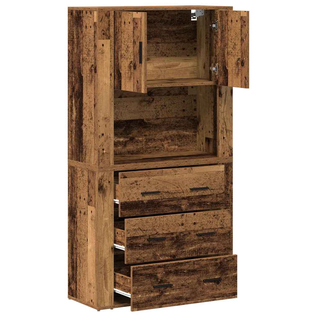 Highboard Altholz 80 x 33 x 150 cm Holzwerkstoff
