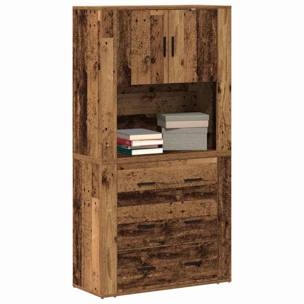 Highboard Altholz 80 x 33 x 150 cm Holzwerkstoff