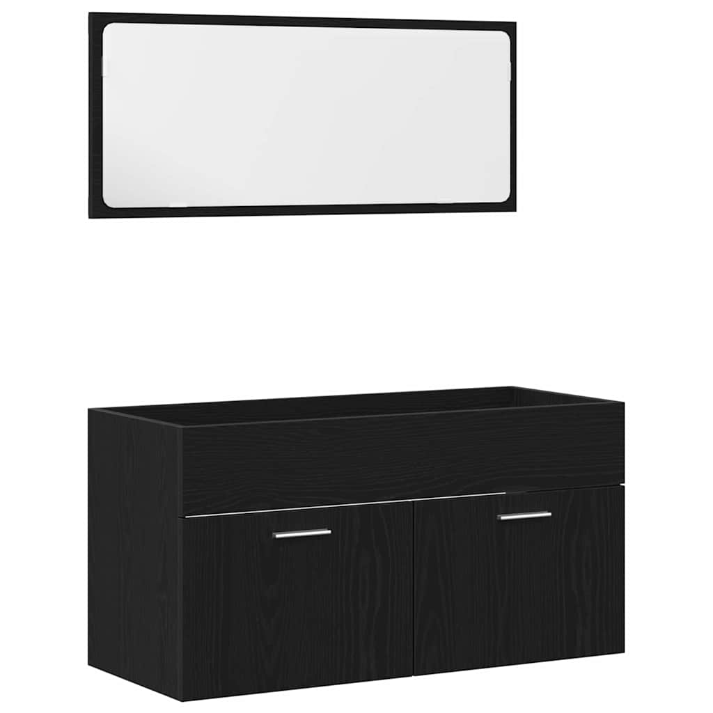 Badezimmermöbel-Set 4 stk. Schwarz Eichen-Optik