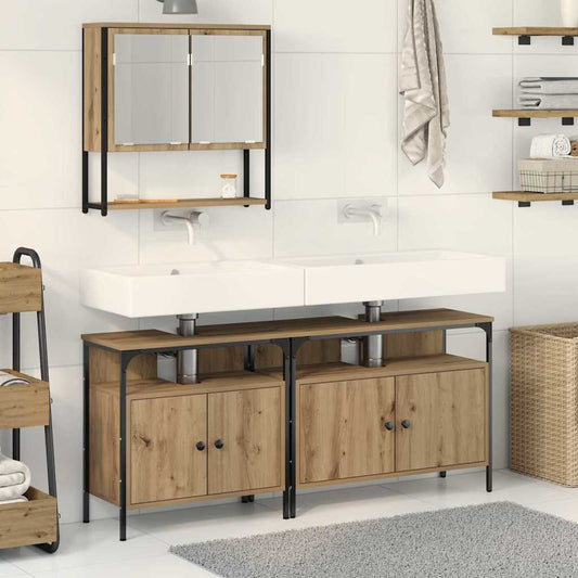 Badezimmermöbel-Set mit Regal mit Tür 3 pcs Braun Holzwerkstoff