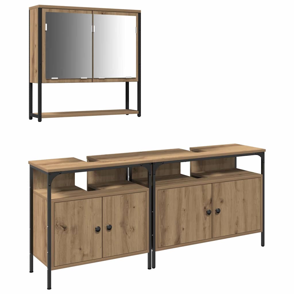 Badezimmermöbel-Set 3 stk. Braun 80 x 30 x 60 cm Holzwerkstoff