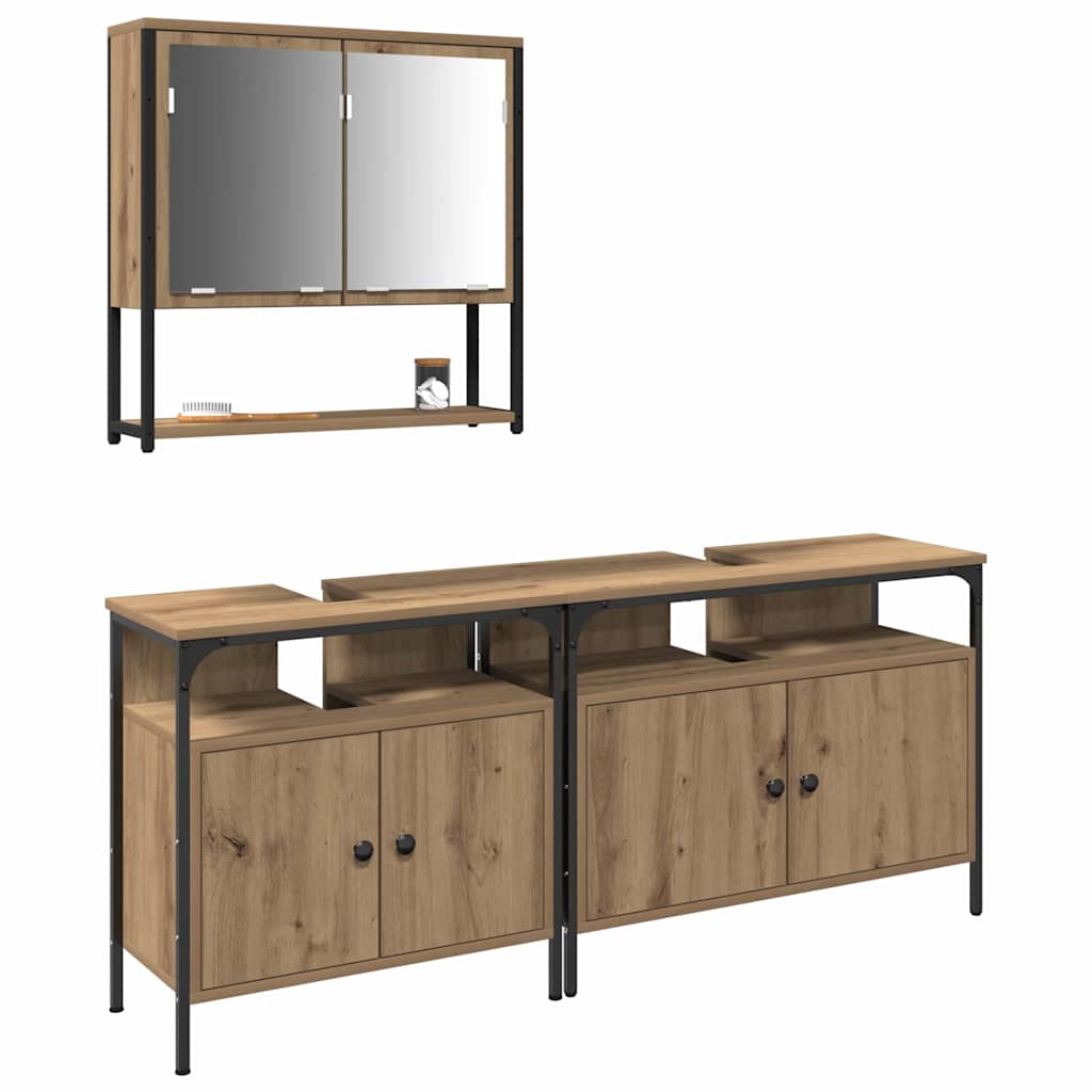 Badezimmermöbel-Set 3 stk. Braun 80 x 30 x 60 cm Holzwerkstoff