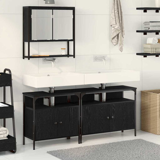Badezimmermöbel-Set 3 stk. Schwarz 80 x 30 x 60 cm