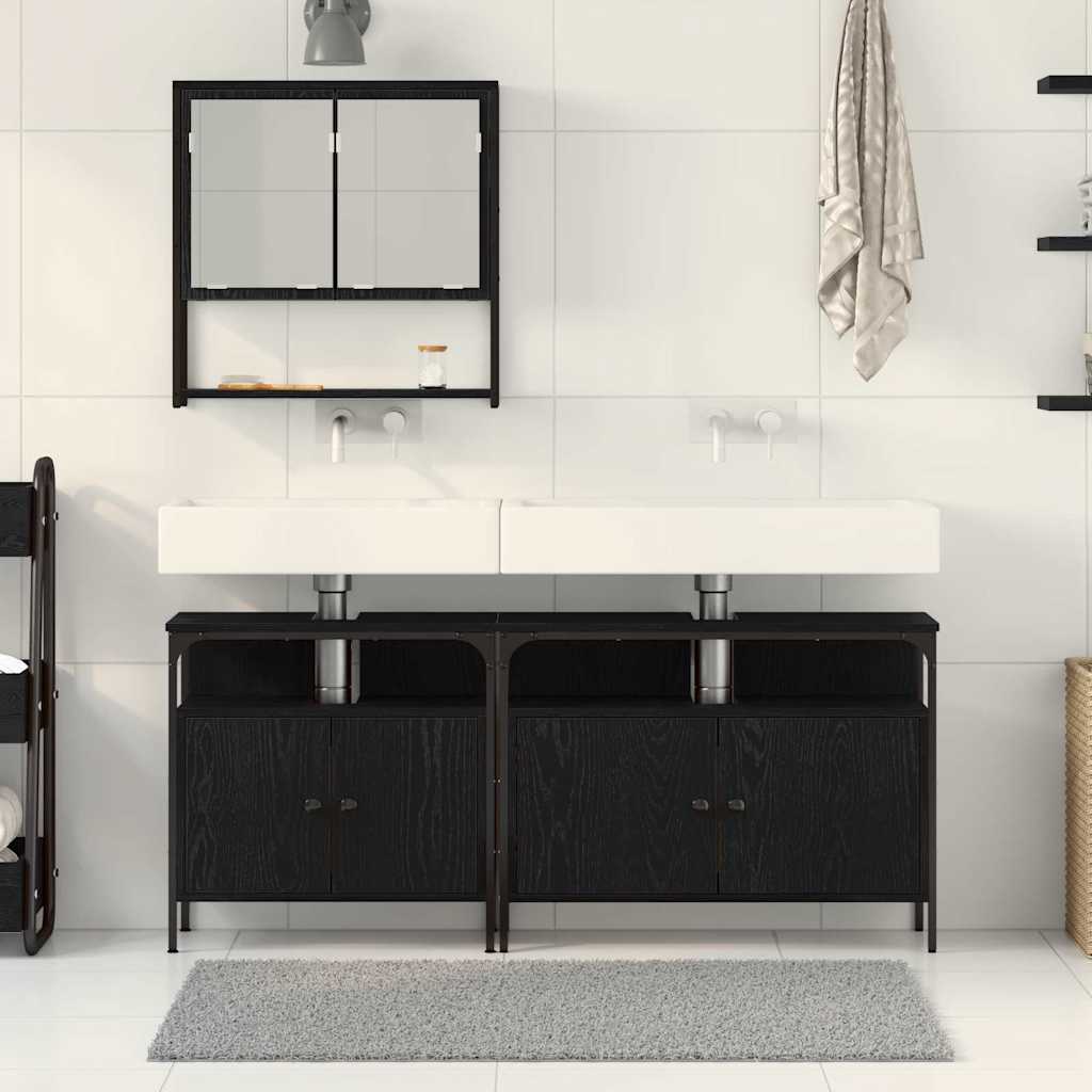 Badezimmermöbel-Set 3 stk. Schwarz 80 x 30 x 60 cm