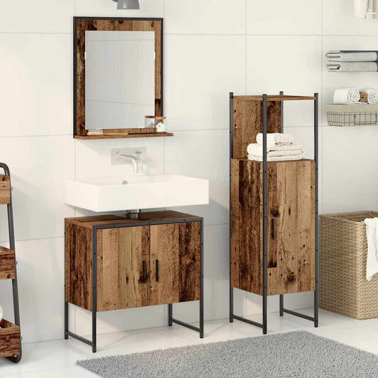 Badezimmermöbel-Set 3 stk. Braun 33 x 33 x 102,5 cm