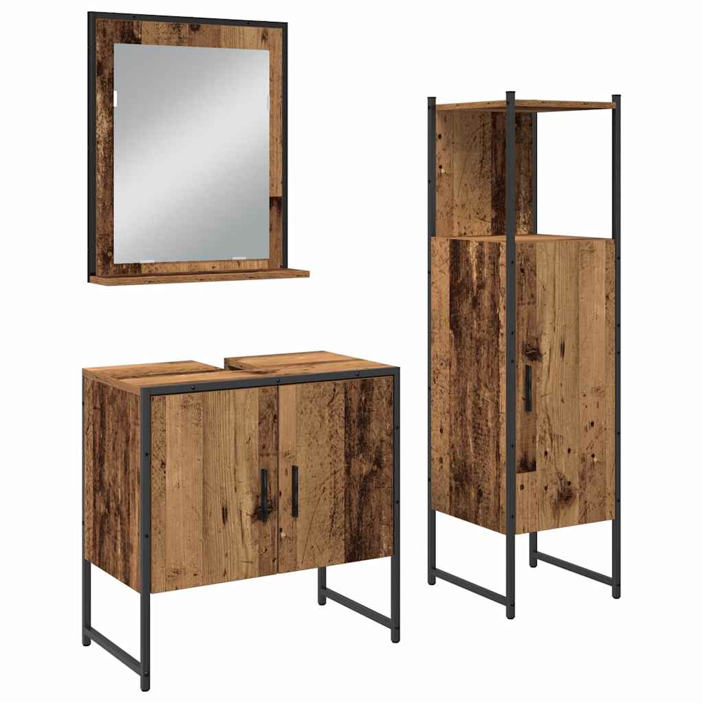 Badezimmermöbel-Set 3 stk. Braun 33 x 33 x 102,5 cm