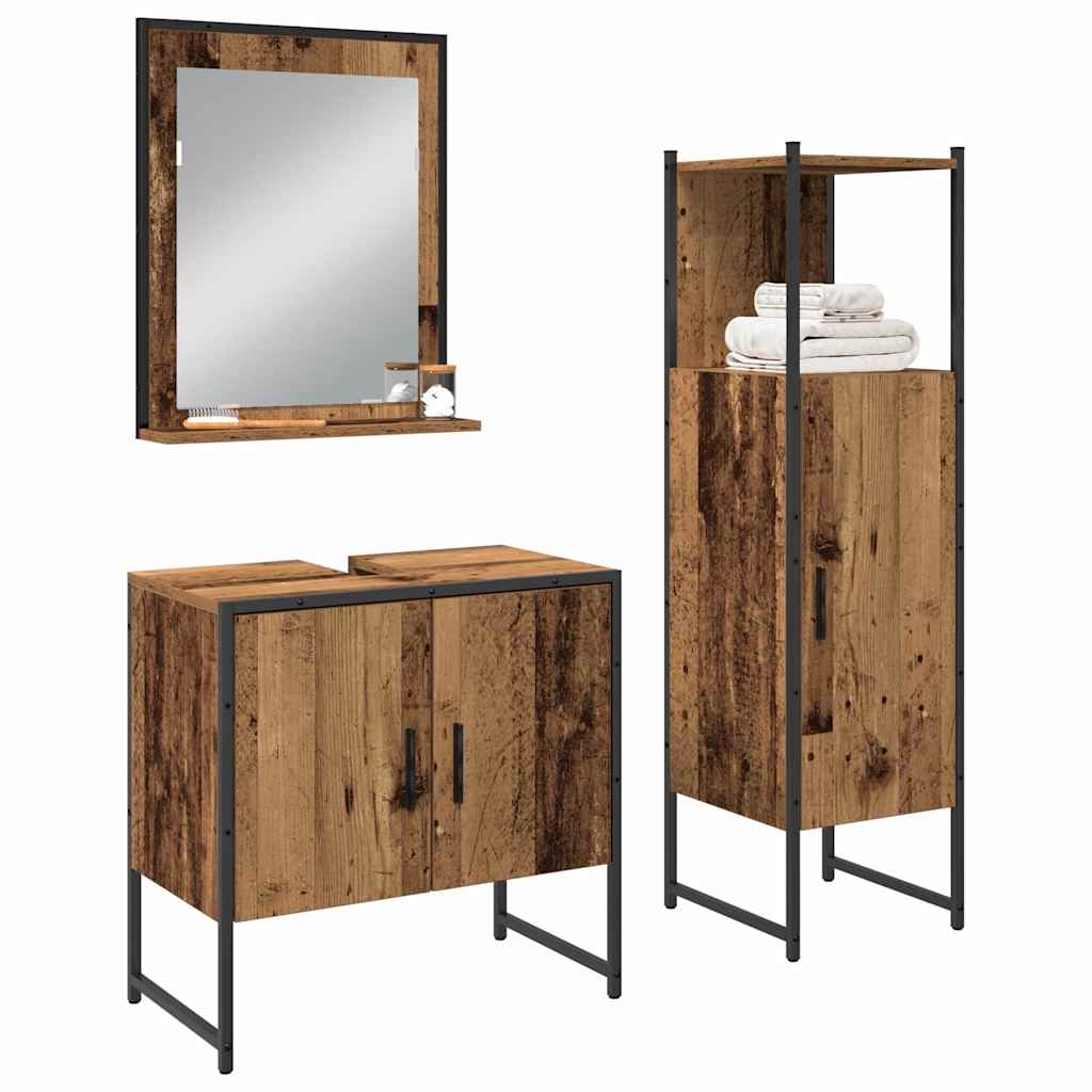 Badezimmermöbel-Set mit Regal mit Tür 3 pcs Braun Holzwerkstoff