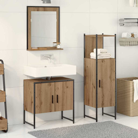 Badezimmermöbel-Set 3 stk. Braun 33 x 33 x 102,5 cm