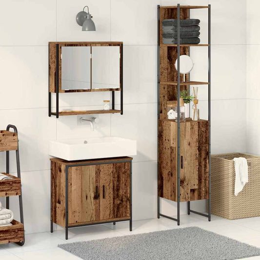 Badezimmermöbel-Set mit Regal mit Tür 3 pcs Braun Holzwerkstoff