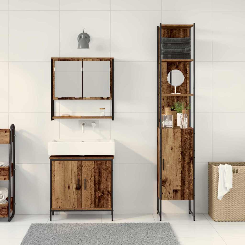 Badezimmermöbel-Set mit Regal mit Tür 3 pcs Braun Holzwerkstoff