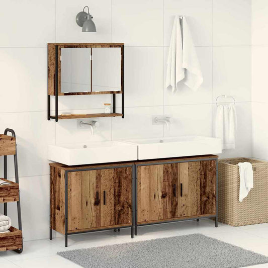 Badezimmermöbel-Set mit Regal mit Tür 3 pcs Braun Holzwerkstoff