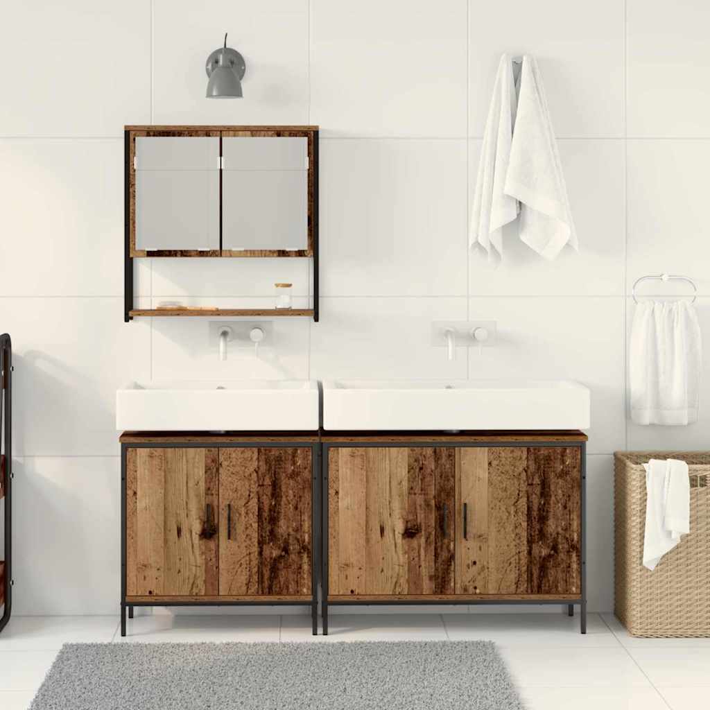 Badezimmermöbel-Set mit Regal mit Tür 3 pcs Braun Holzwerkstoff