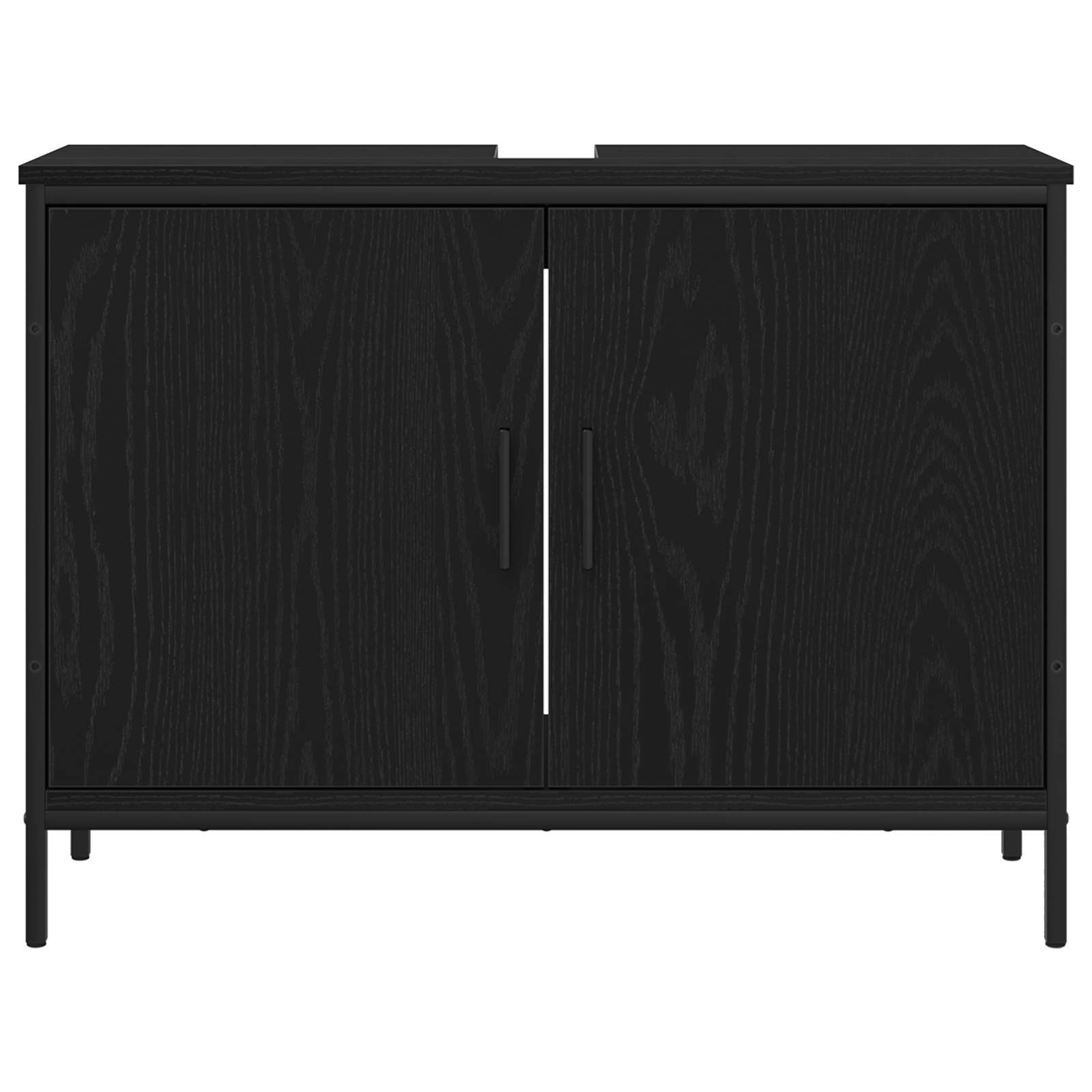 Badezimmermöbel-Set mit Regal 3 pcs Schwarz Holzwerkstoff