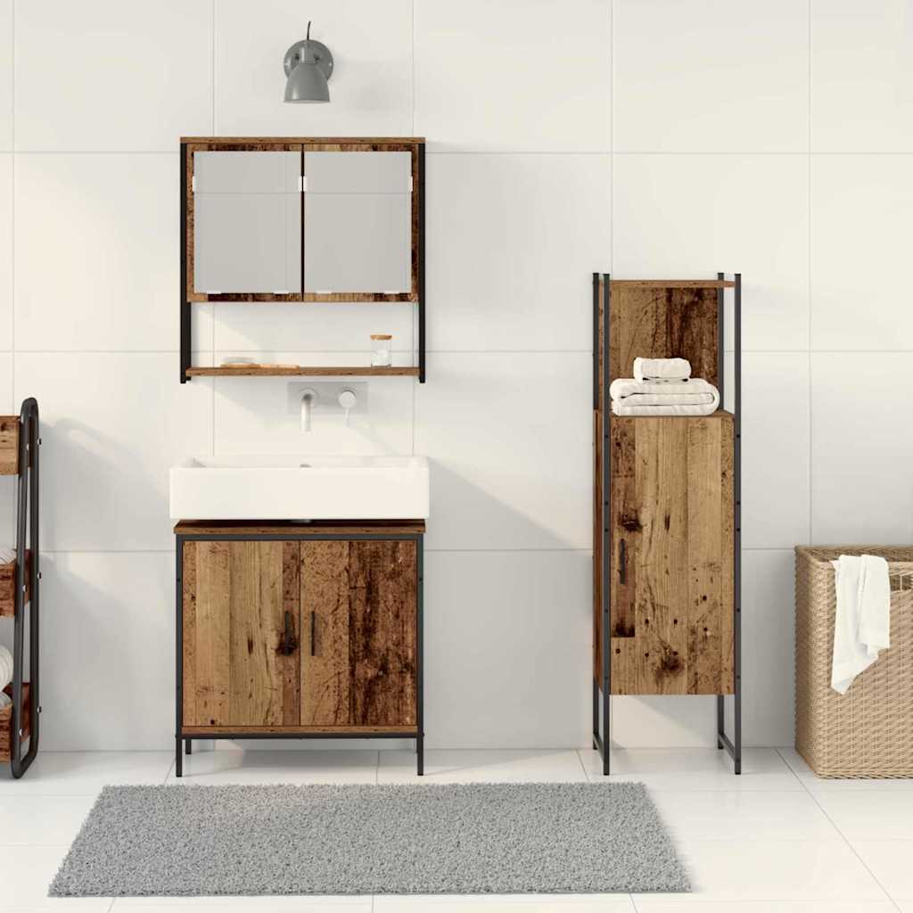 Badezimmermöbel-Set 3 stk. Braun 33 x 33 x 113,5 cm