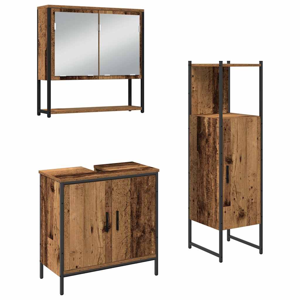 Badezimmermöbel-Set 3 stk. Braun 33 x 33 x 113,5 cm