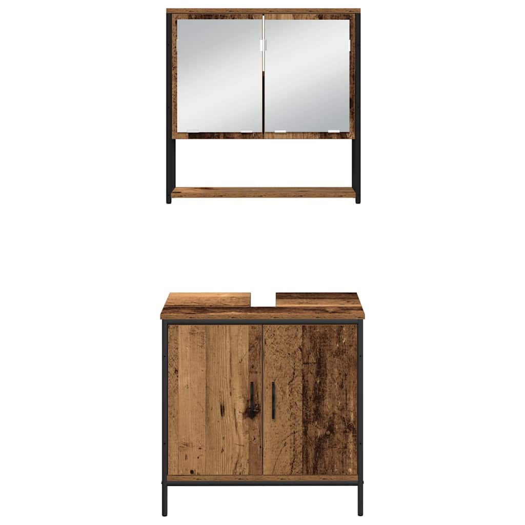 Badezimmermöbel-Set 3 stk. Braun 33 x 33 x 113,5 cm