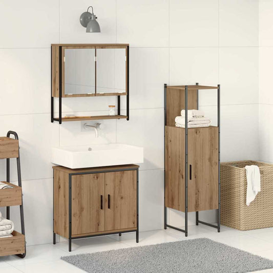 Badezimmermöbel-Set 3 stk. Braun 33 x 33 x 113,5 cm