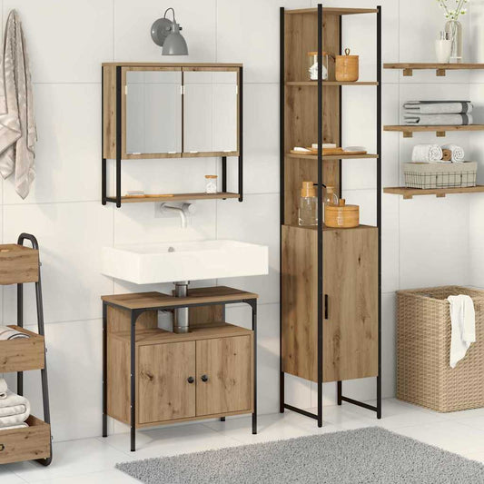 Badezimmermöbel-Set 3 stk. Artisan-Eiche 33 x 33 x 185,5 cm