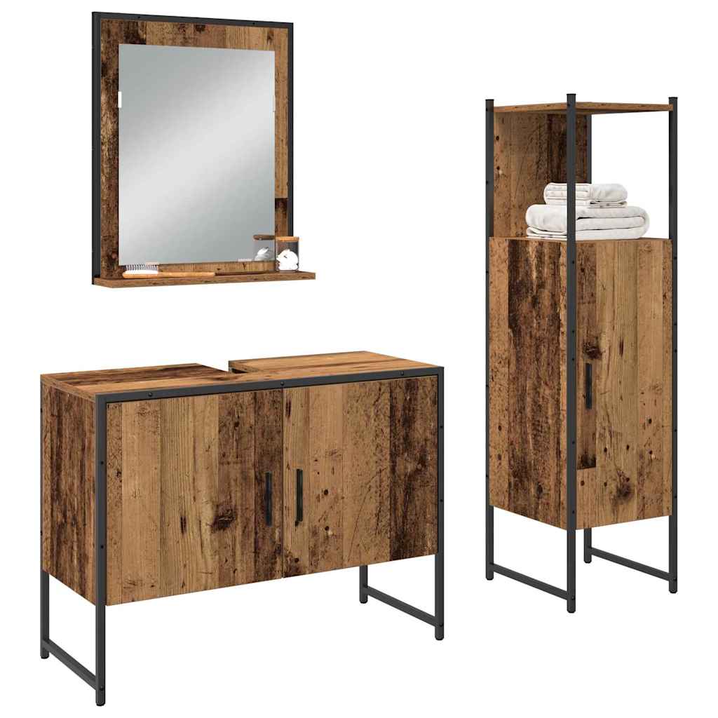 Badezimmermöbel-Set mit Regal mit Tür 3 pcs Braun Holzwerkstoff