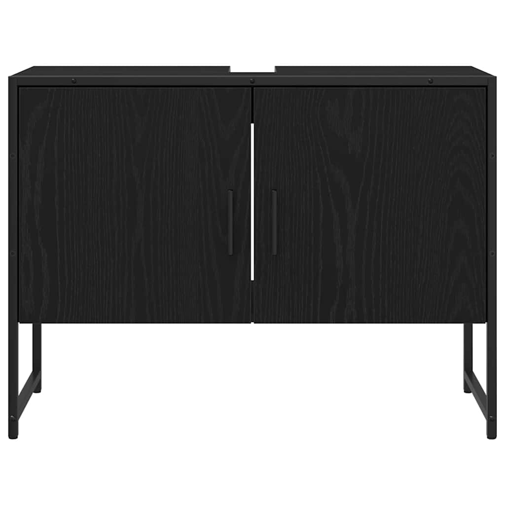 Badezimmermöbel-Set mit Regal 3 pcs Schwarz Holzwerkstoff