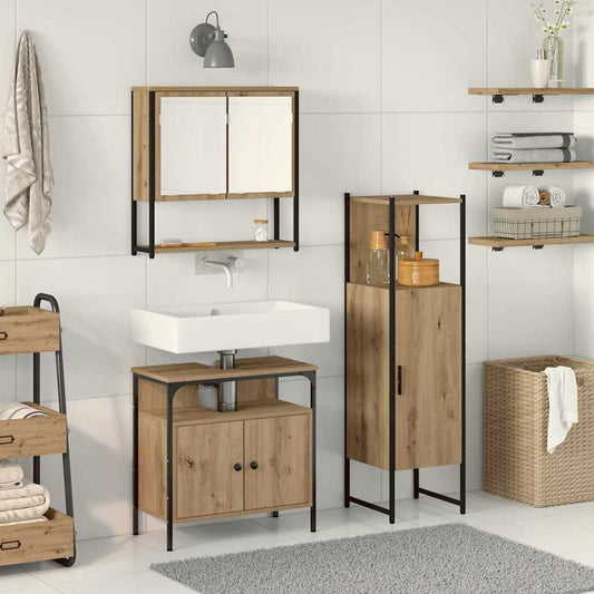 Badezimmermöbel-Set mit Regal mit Tür 3 pcs Braun Holzwerkstoff